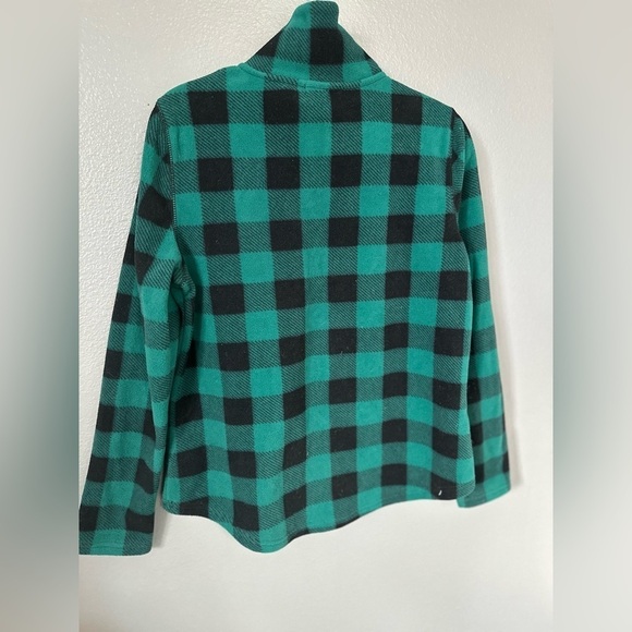 Chaps Women’s Green/Black Buffalo Plaid Fleece Quarter Zip-up. Size: Medium. - Picture 7 of 16